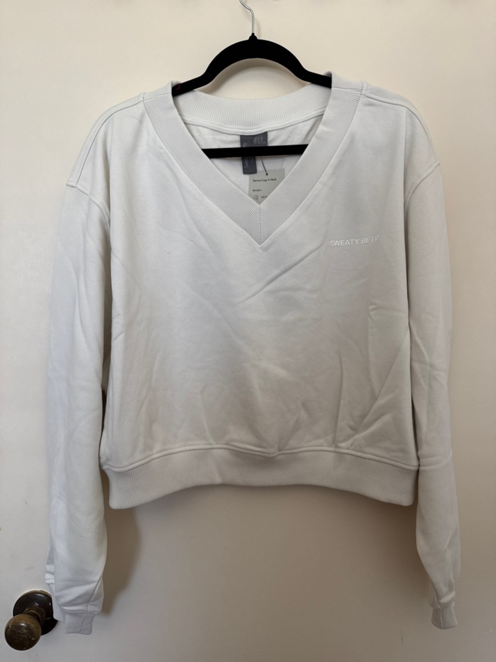 Sweaty Betty Revive Crop Organic Cotton Blend Sweatshirt in white xl/xxl NWT